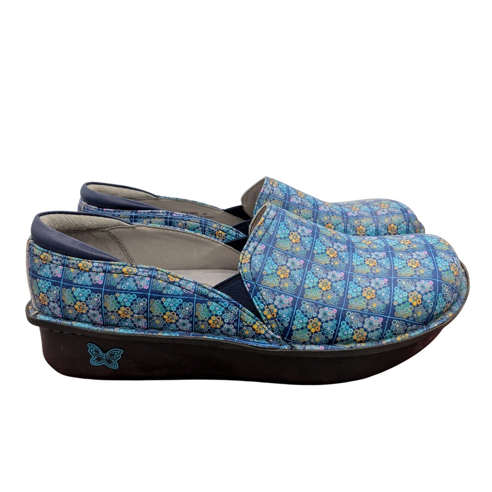 Alegria Debra Rose's Blue Quilt Leather Slip On Clogs Shoes DEB-7602 Women 41